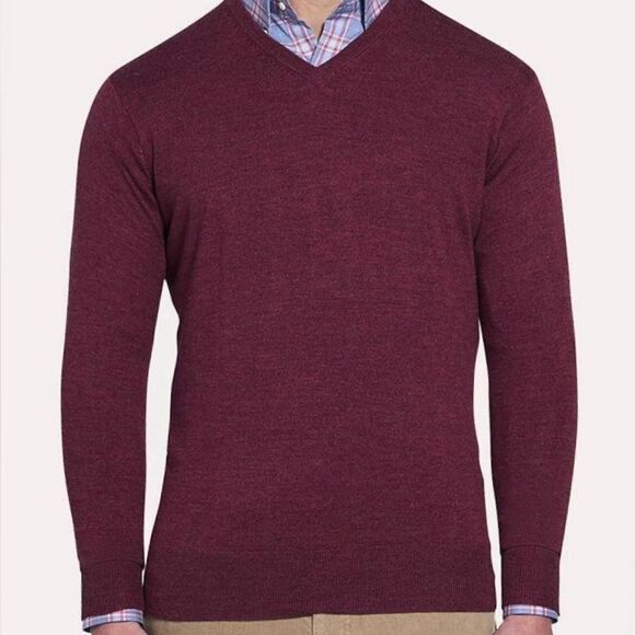 Peter Millar Crown Crafted V Neck Merino Wool Sweater Plum Mens XL - Picture 1 of 5